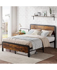gaomon Full Bed Frame with Nightstands Set of 2 Platform Bed Frame with Headboard Safe Rounded Corners Modern Bedside End Tables Bedroom Set
