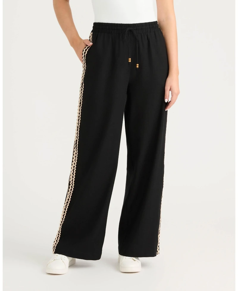 Ellen Tracy Women's Wide Leg Pant with Ric Rac Detail