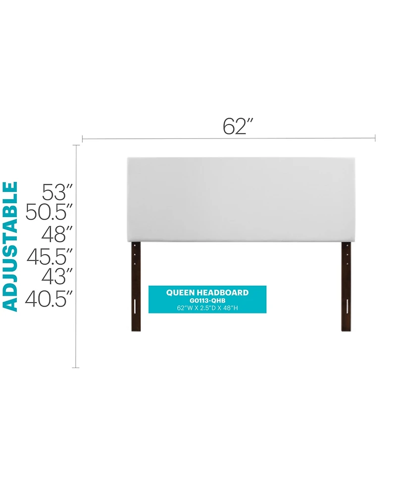 Flynama Queen Upholstered Headboard with Faux Jewel Tufting Adjustable Height 41 to 53 inch