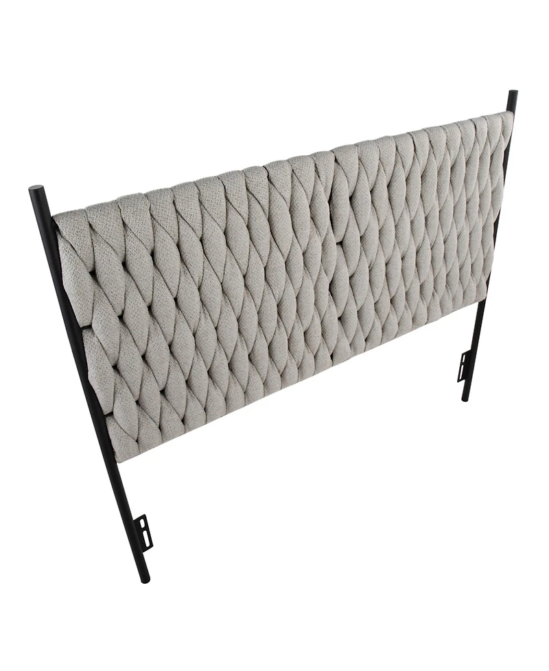 Flynama Queen Size Headboard Metal and Cream Fabric by Panel with Faux Leather Easy Clean Adjustable Height