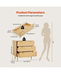 Rainsken 3 Drawer Rattan Dresser