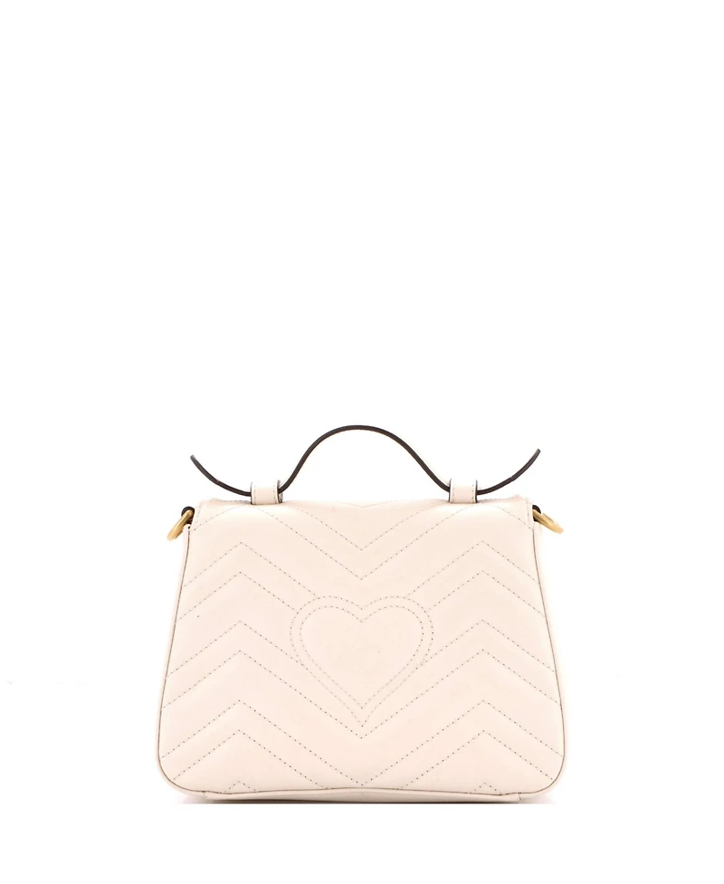 Pre-Owned Gucci Mini Gg Marmont Top Handle Flap Bag Matelasse Leather