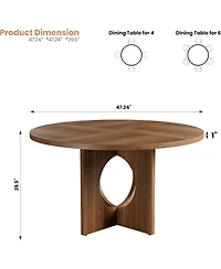 gaomon 47" Round Wooden Dining Table with Pedestal Base