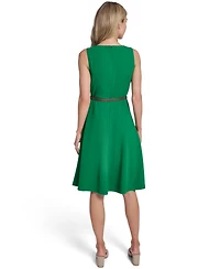Calvin Klein Petite V-Neck Sleeveless Belted Dress