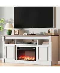 gaomon 68" Farmhouse Tv Stand for TVs up to 75",Entertainment Center with Open Storage Cabinets, Media Console Living