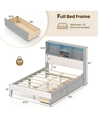 Slickblue Full Bed Frame with Storage Headboard and Led Lighting