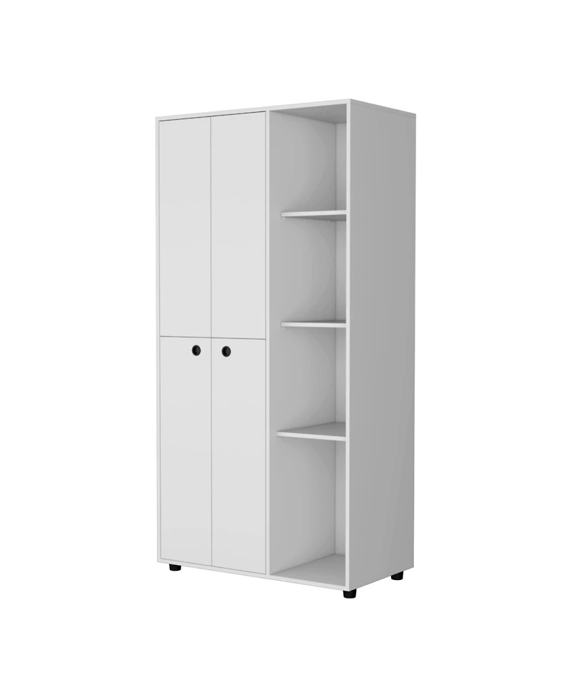flynama Bethel Armoire Closet with 1 Drawer 2 Hanging Rods Storage Cabinets