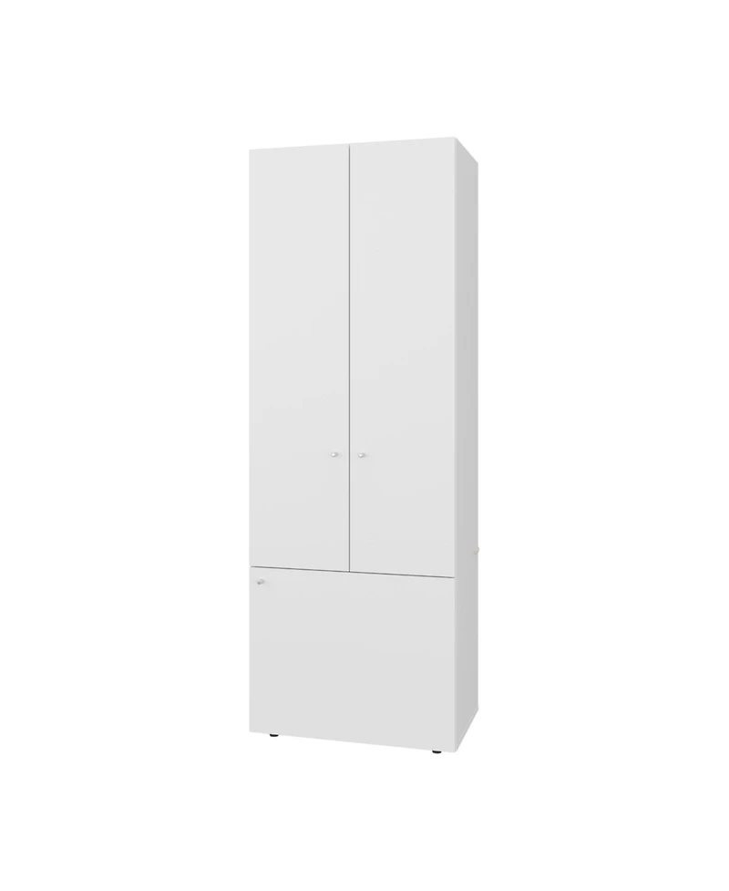 flynama Tolleson 3-Door Tall Wardrobe Armoire 4 Shelves Hanging Rod Freestanding Storage