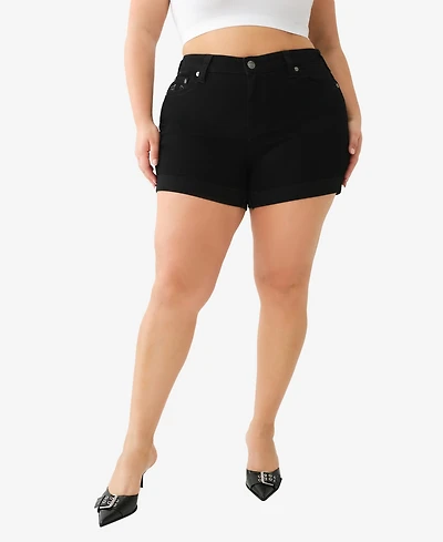 True Religion Plus Jennie Mid-Rise Curvy Rolled Shorts