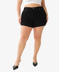True Religion Plus Jennie Mid-Rise Curvy Rolled Shorts