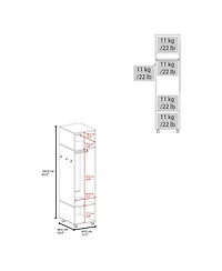 flynama 63inch Armoire with 3 Shelves 1 Mirror 4 Wheels Storage Cabinet
