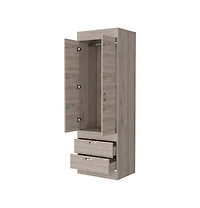 flynama Armoire One Large Cabinet Two Drawers Bedroom Storage Organizer with Hanging Rod