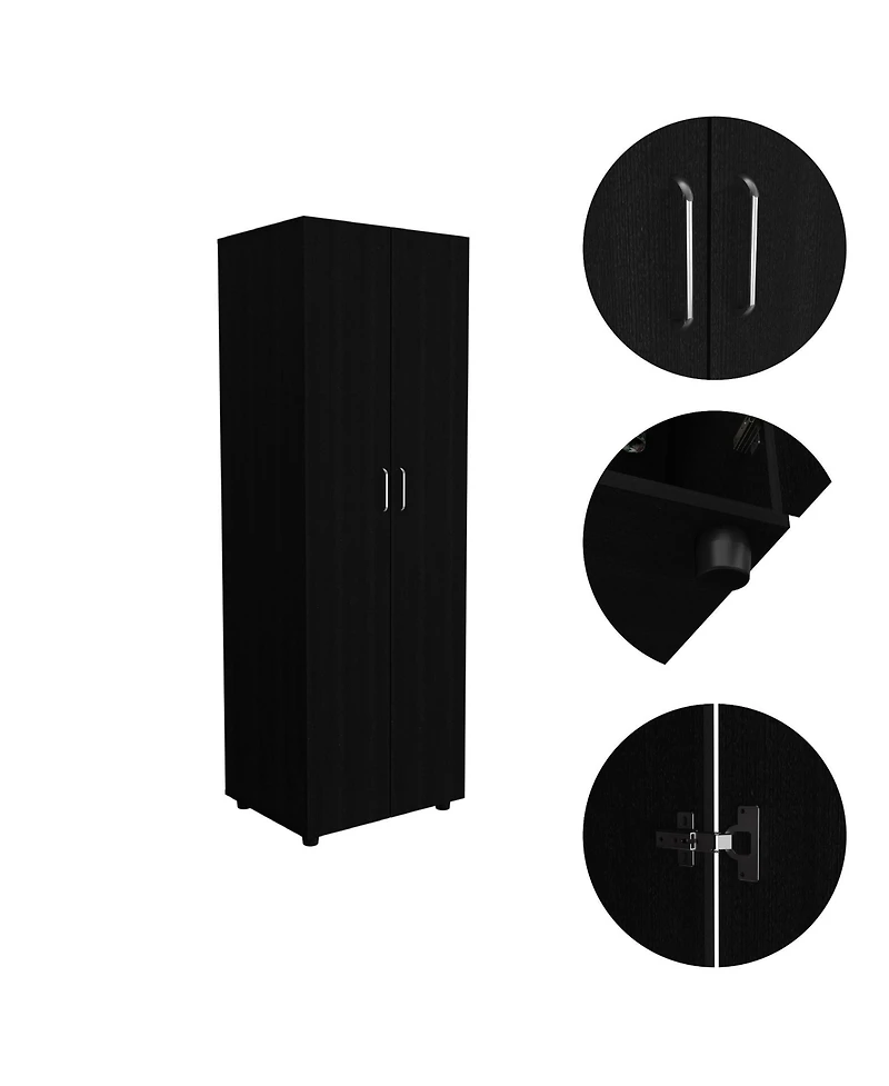 flynama Armoire Organizer 70.8 Inch High with Two Shelves Hanging Rod and Double Door Cabinet