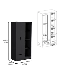 flynama Armoire 71 Inch High with 1 Drawer 4 Tier Open Shelves and 2 Doors