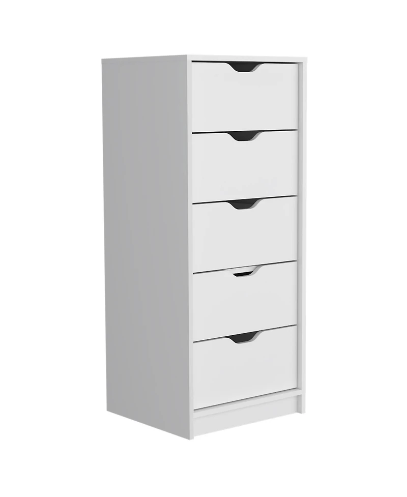 flynama White 5-Drawer Tall Dresser with Pull-Out Storage System
