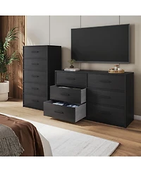 flynama Modern 6 Drawer Dresser Engineered Wood Cabinet Handle Free for Bedroom Living Room Closet
