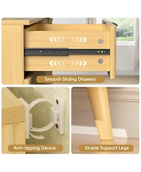 flynama 9 Drawer Fluted Wooden Dresser 63W 15.7D 29.5H for Bedroom Nursery Entrance with Wave Pattern