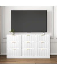 flynama Large 9 Drawer Dresser 63-Inch-Wide Wood with Handles for Bedroom Storage