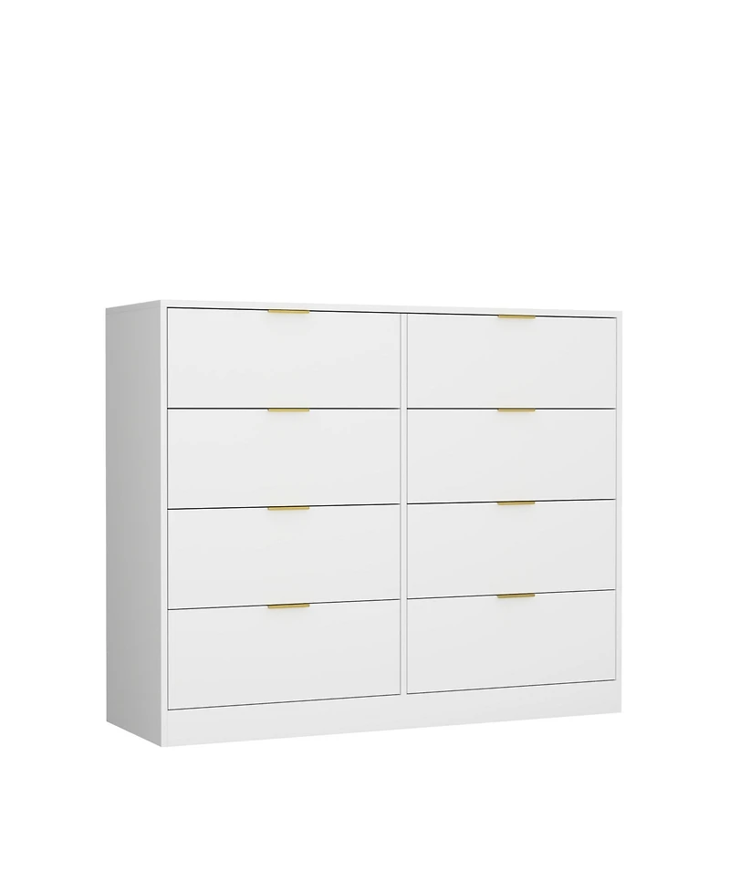 flynama 6 Drawer Dresser with Glass Front Drawers Wood for Bedroom Living Room