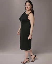 Donna Karan New York Plus One-Shoulder Midi Dress