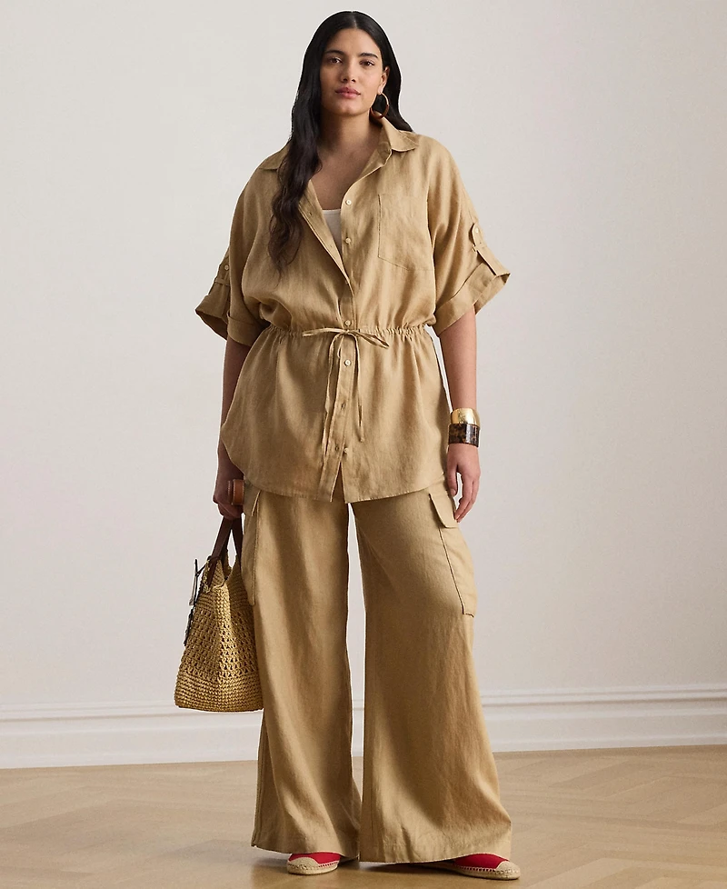 Lauren Ralph Plus Roll-Tab Sleeve Tunic