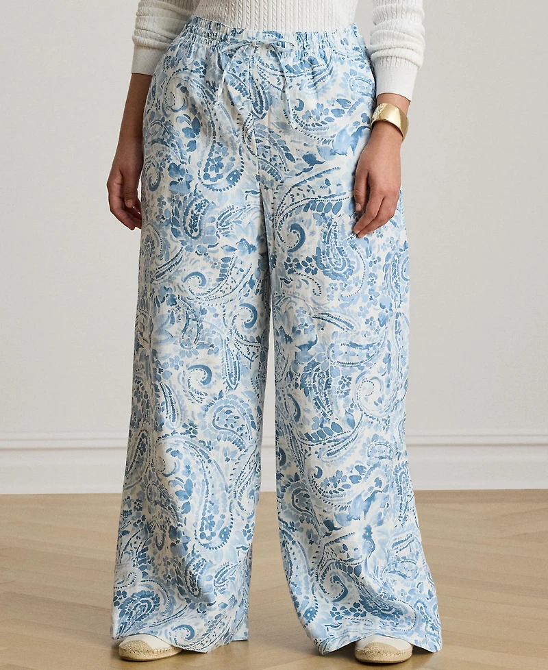 Lauren Ralph Plus Paisley Wide-Leg Pant
