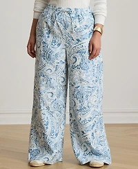 Lauren Ralph Plus Paisley Wide-Leg Pant