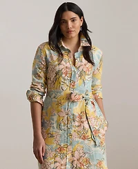 Lauren Ralph Plus Floral Linen Shirtdress