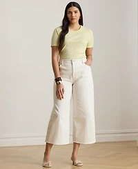 Lauren Ralph Lauren Plus Size Striped Rib-Knit Stretch Top