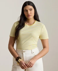 Lauren Ralph Lauren Plus Size Striped Rib-Knit Stretch Top