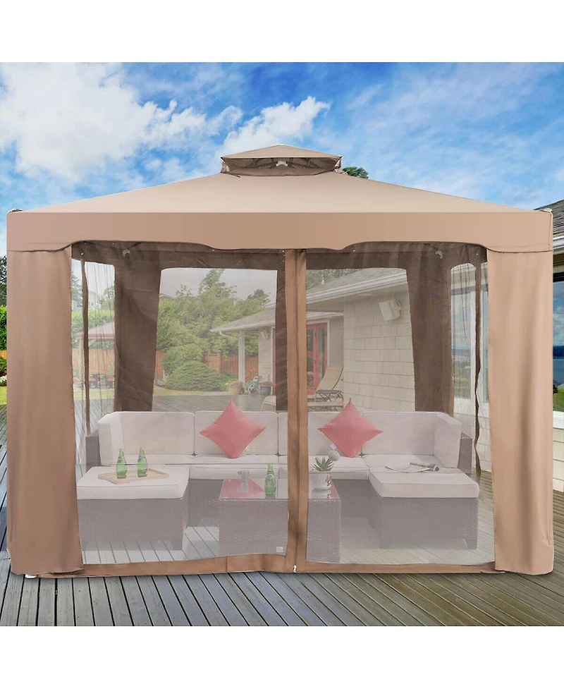 Gymax 10'x 10' Canopy Gazebo Shelter W/Mosquito Netting Outdoor Patio