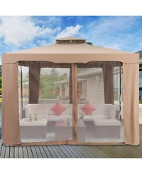 Gymax 10'x 10' Canopy Gazebo Shelter W/Mosquito Netting Outdoor Patio