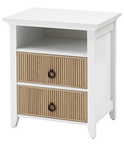 gaomon Wooden Nightstand with 2 Drawers and Open Shelf Ripple Pattern Bedside Table with Fluted Design Suitable End Side Table for Bedroom Living Room
