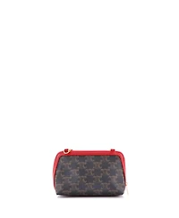 Pre-Owned Celine Zip Around Chain Clutch Triomphe Coated Canvas