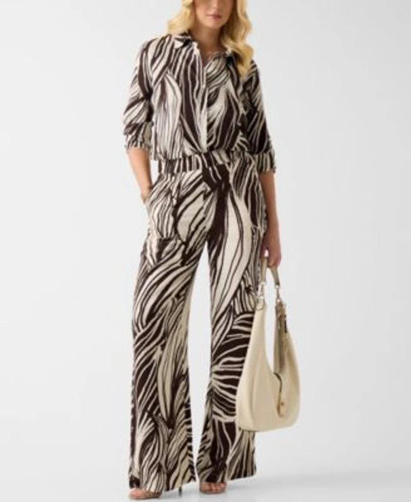 Guess Womens Long Sleeve Bastienne Shirt Bastienne Wide Leg Pull On Pants