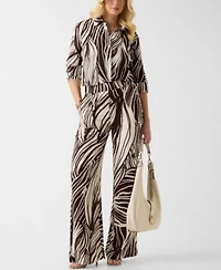 Guess Womens Long Sleeve Bastienne Shirt Bastienne Wide Leg Pull On Pants