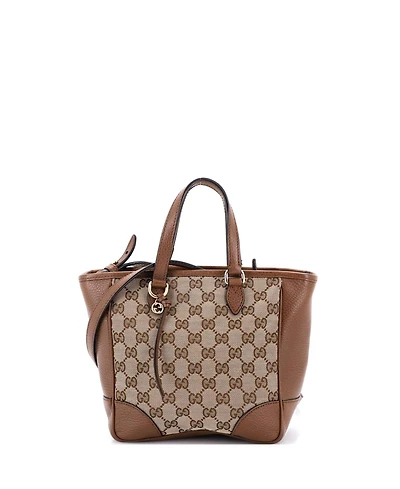 Pre-Owned Gucci Small Bree Convertible Tote Gg Canvas with Leather