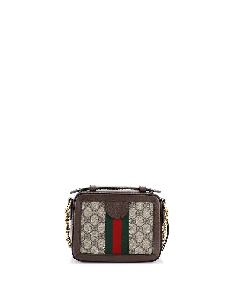 Pre-Owned Gucci Mini Ophidia Zip Around Camera Bag Gg Coated Canvas