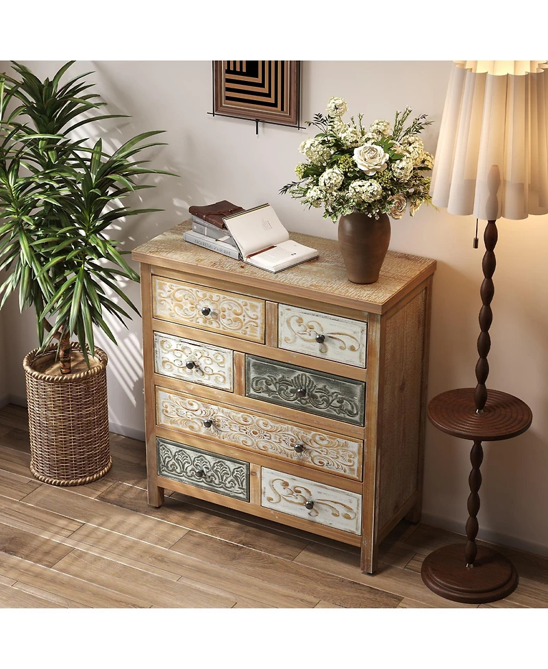 flynama Rustic 4 Drawer Dresser Sturdy Construction for Bedroom Living Room Storage