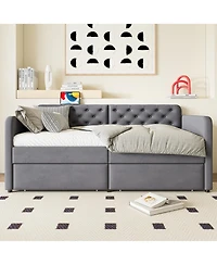 flynama Upholstered Daybed 2 Storage Drawers Usb Charging