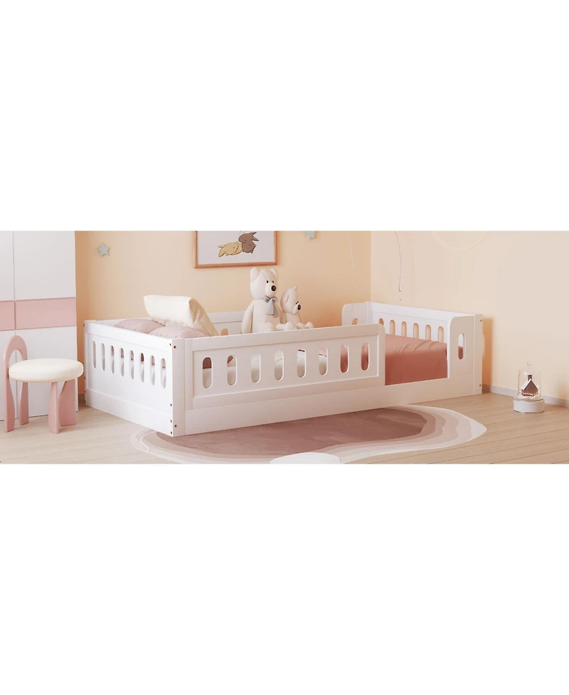flynama Twin Size Wood Platform Bed Guardrail
