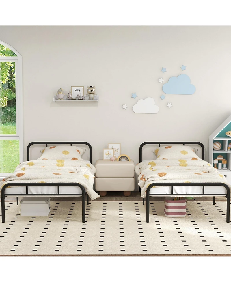 Sugift Modern Metal Bed Frame with Curved Headboard