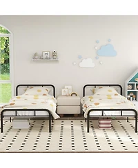 Sugift Modern Metal Bed Frame with Curved Headboard