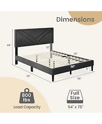 Sugift Upholstered Platform Bed with Tufted Headboard and Slats