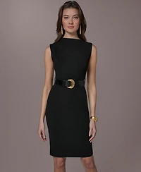 Donna Karan New York Women's Mock Neck Belted Sheath Dress