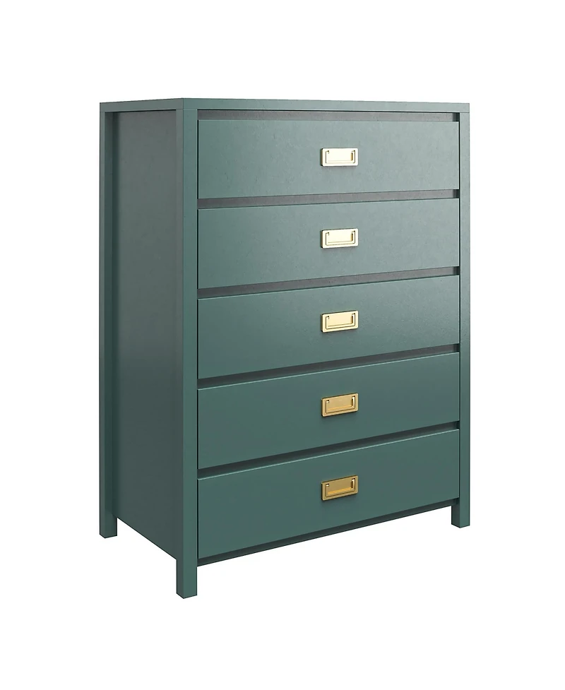 flynama Contemporary 5 Drawer Dresser Maple Finish Sturdy Construction for Bedroom Living Room Storage