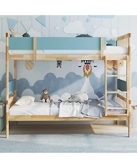 Sugift Twin Over Twin Bunk Bed with Ladder and Full Guardrails