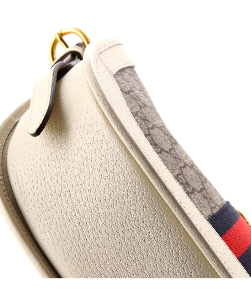 Pre-Owned Gucci Large Ophidia Curved Zip Shoulder Bag Gg Coated Canvas with Leather