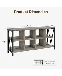 gaomon Entryway Console Table, 3 Tier Industrial Metal Sofa Table with 8 Cube Storage Organizer, Behind Couch Table, Hallway Table for Entry, Living
