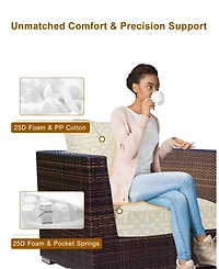 Aoodor Outdoor Patio Chair Cushions Set, Sunbrella Fabric Weather-Resistant Outdoor Cushion with Individual Pocket Springs, Set of 2